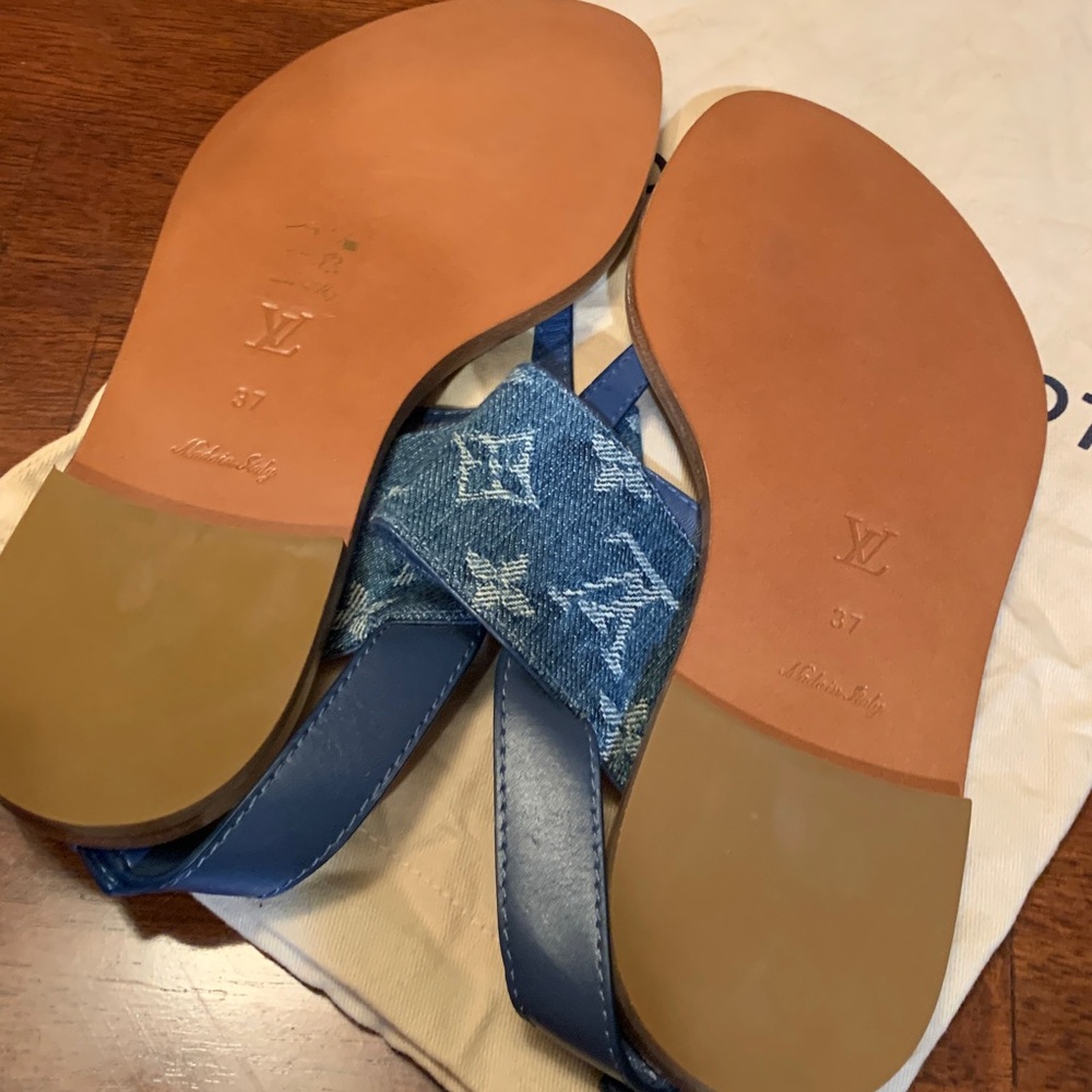 Rare brand new authentic denim collection Louis Vuitton sandals size 37 ( US 7) - Picture 15 of 17